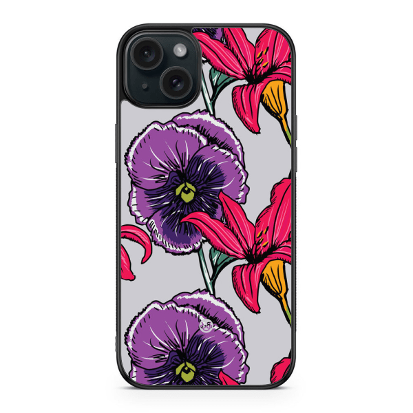 Bjornberry Skal iPhone 15 Plus - Lila/Cerise Blomster