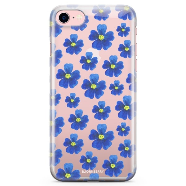 Bjornberry iPhone 7 TPU Skal - Blå Blommor