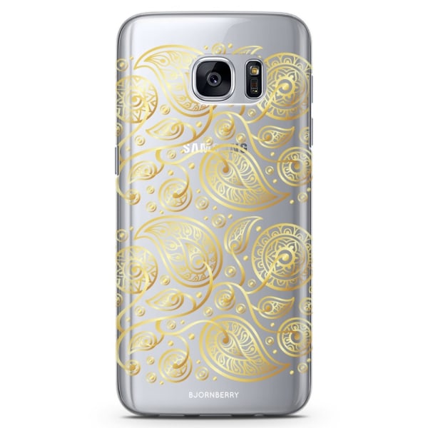 Bjornberry Samsung Galaxy S7 Edge TPU Skal -Guld Blommor