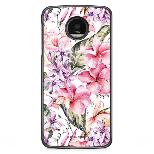 Bjornberry Skal Motorola Moto G5S Plus - Vattenfärg Blommor