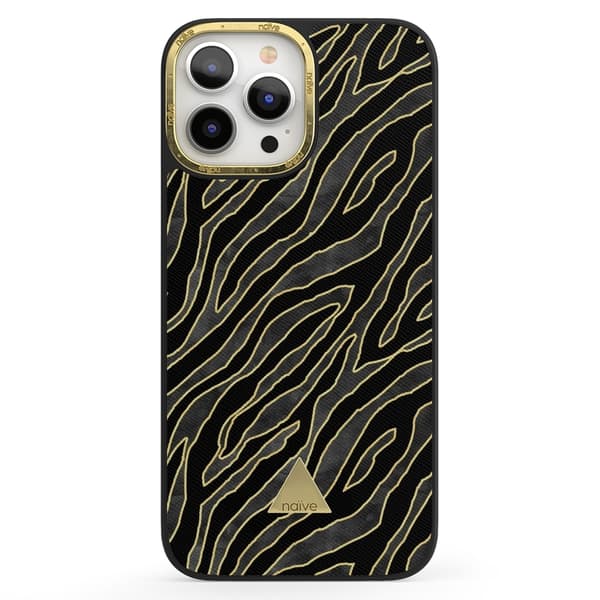 Naive iPhone 13 Pro Max Skal - Golden Zebra