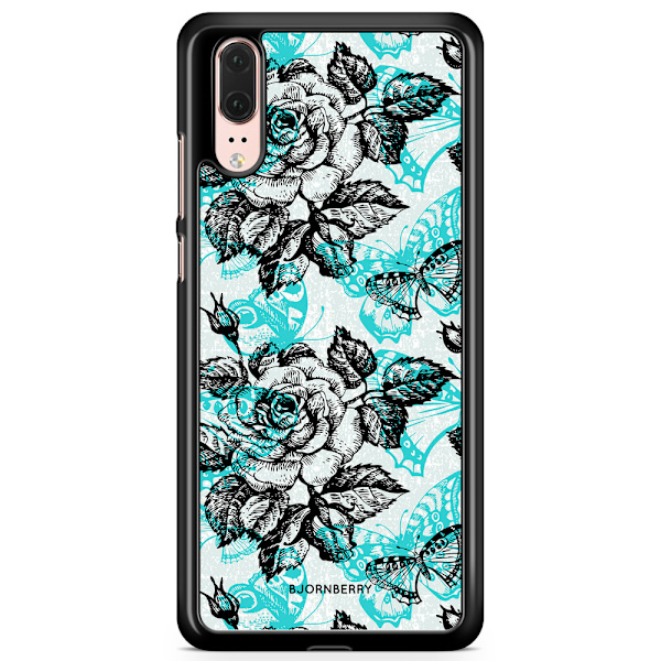 Bjornberry Skal Huawei P20 - Fjärilar & Rosor