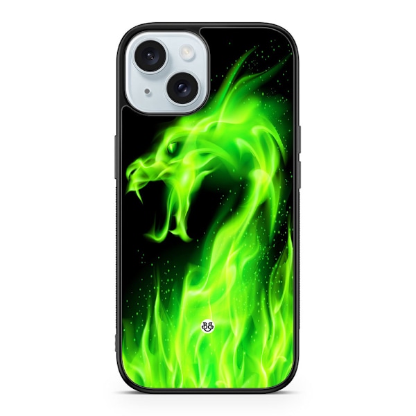 Bjornberry Skal iPhone 15 - Grön Flames Dragon