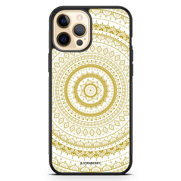 Bjornberry Hårdskal iPhone 12 Pro Max - Vit Guld Mandala