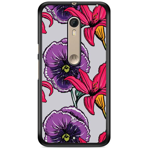 Bjornberry Skal Moto X Style - Lila/Cerise Blomster