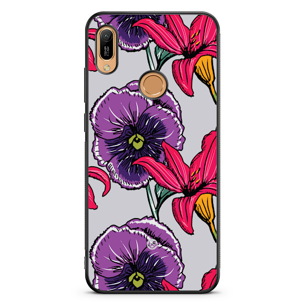 Bjornberry Skal Huawei Y6 2019 - Lila/Cerise Blomster