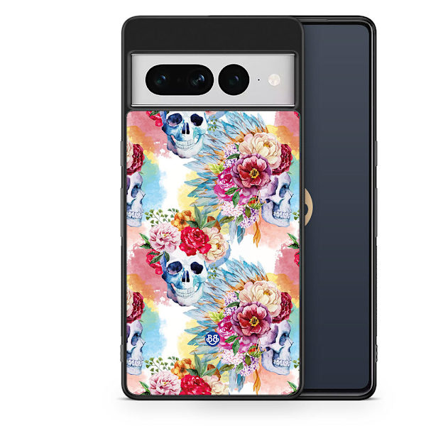 Bjornberry Skal Google Pixel 7 Pro - Dödskallar & Blommor