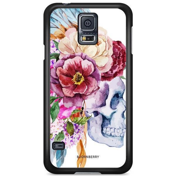 Bjornberry Skal Samsung Galaxy S5/S5 NEO - Dödskalle Blommor