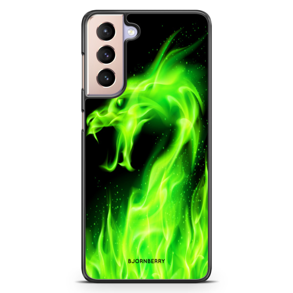 Bjornberry Skal Samsung Galaxy S21 - Grön Flames Dragon