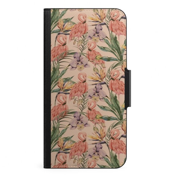 Naive iPhone 13 Plånboksfodral - Flamingos & Flowers