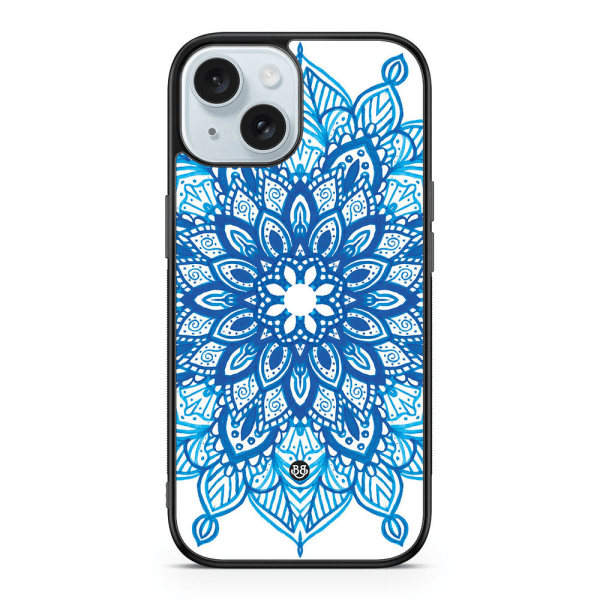 Bjornberry Skal iPhone 15 - Blå Mandala