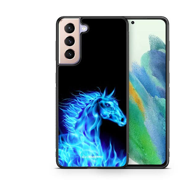 Bjornberry Skal Samsung Galaxy S21 FE 5G - Flames Horse Blå