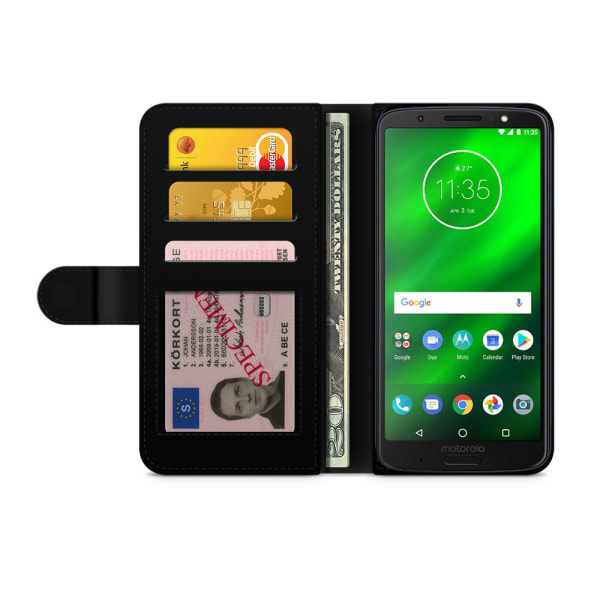 Bjornberry Plånboksfodral Motorola Moto G6 -Svart/Vit Höst