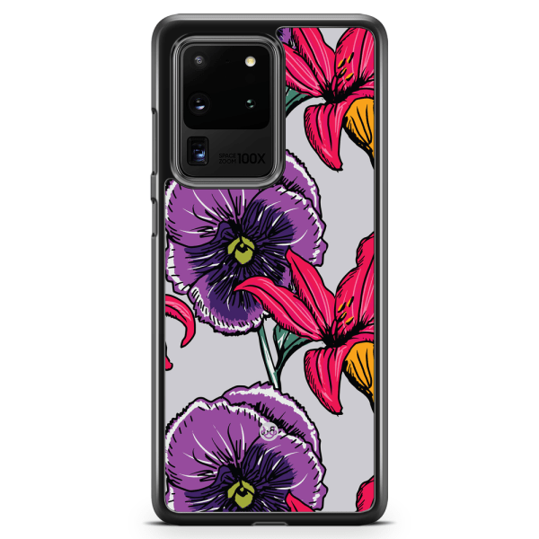 Bjornberry Skal Samsung Galaxy S20 Ultra - Lila/Cerise Blomster