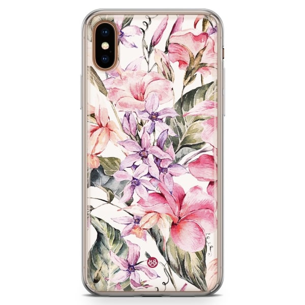 Bjornberry Hybrid Skal iPhone Xs Max  - Vattenfärg Blommor