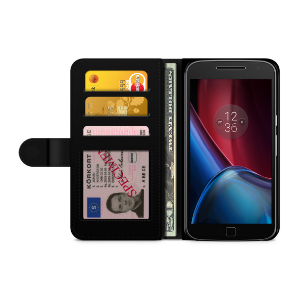 Bjornberry Fodral Motorola Moto G4/G4 Plus- Svart/Vit Katt