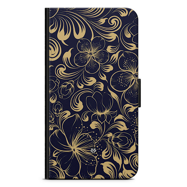 Bjornberry Google Pixel 7 Pro Fodral - Guld/Mörkblå Blommor