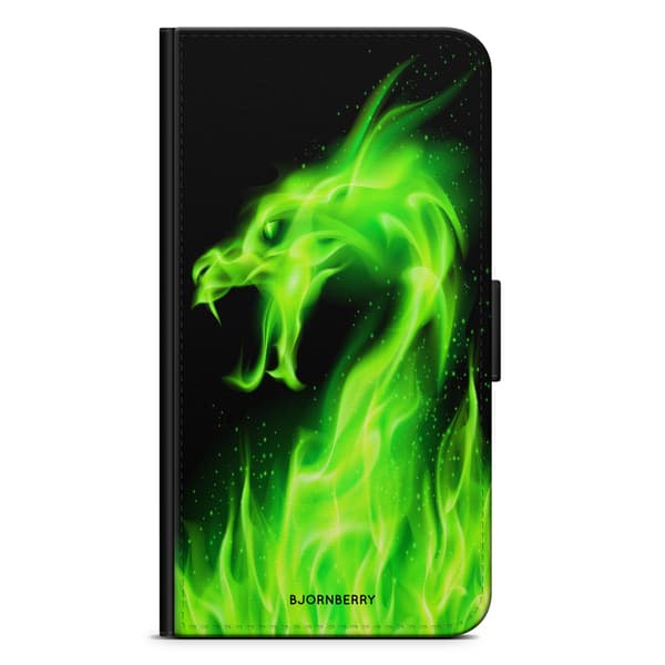 Bjornberry Plånboksfodral iPhone 13 Pro - Grön Flames Dragon