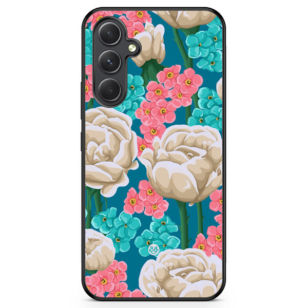 Bjornberry Skal Samsung Galaxy A54 5G -Sömlöst Vita Rosor