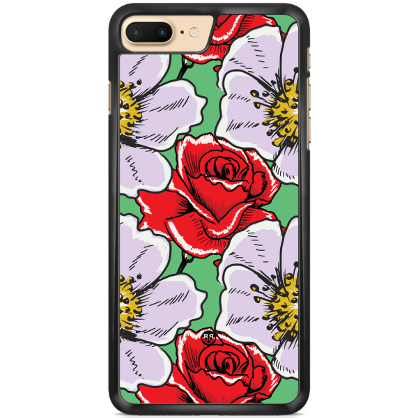 Bjornberry Skal iPhone 7 Plus - Rött & Vitt Blomster