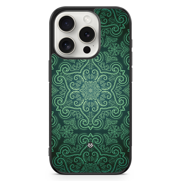 Bjornberry Skal iPhone 15 Pro - Grön Retromönster