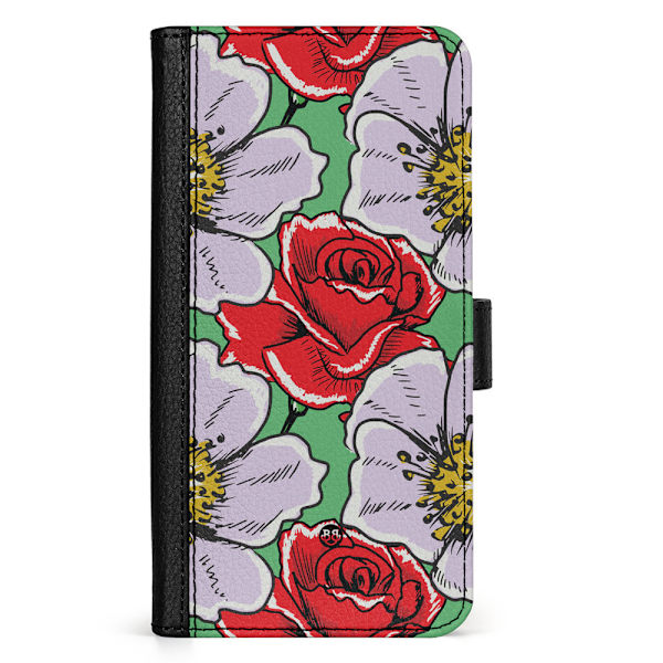 Bjornberry iPhone 15 Plus Fodral - Rött & Vitt Blomster