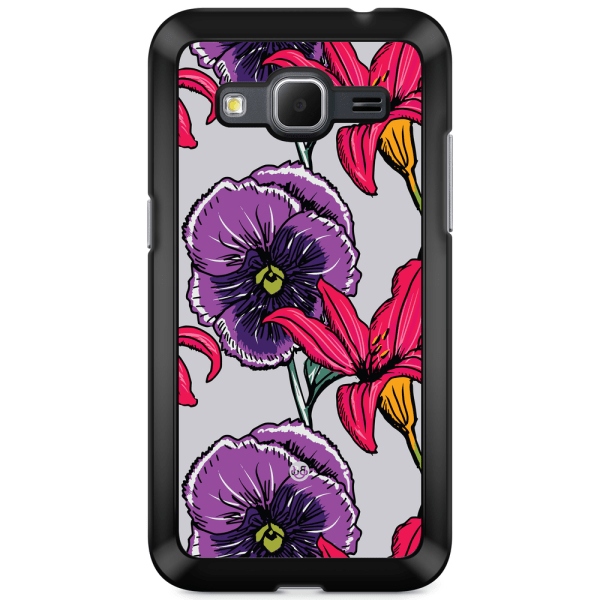 Bjornberry Skal Samsung Galaxy Core Prime - Lila/Cerise Blomster