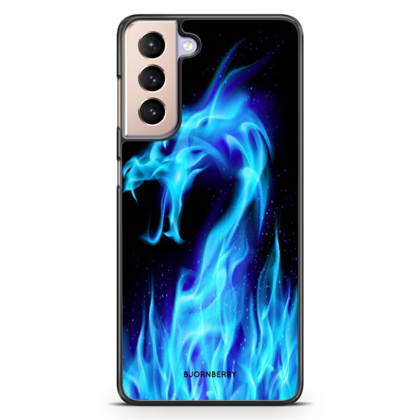 Bjornberry Skal Samsung Galaxy S21 - Blå Flames Dragon