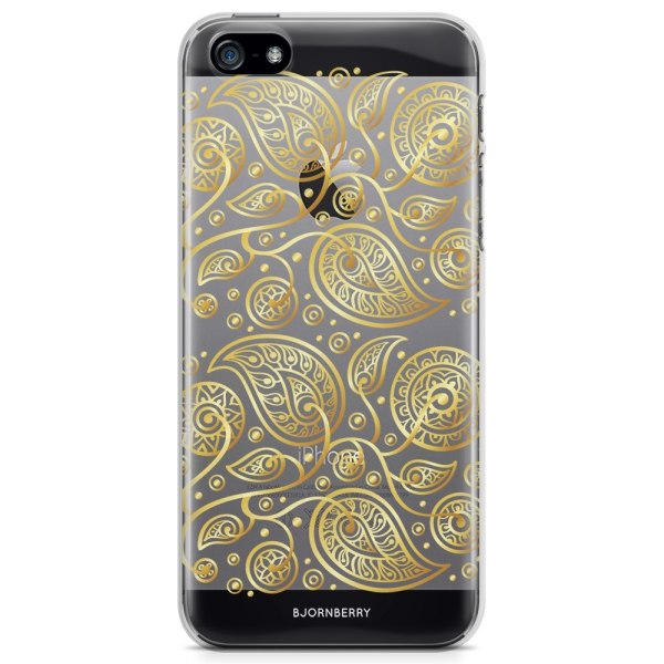 Bjornberry iPhone 5/5S/SE TPU Skal - Guld Blommor