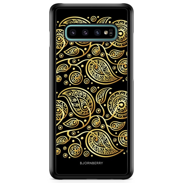 Bjornberry Skal Samsung Galaxy S10 Plus - Guld Blommor