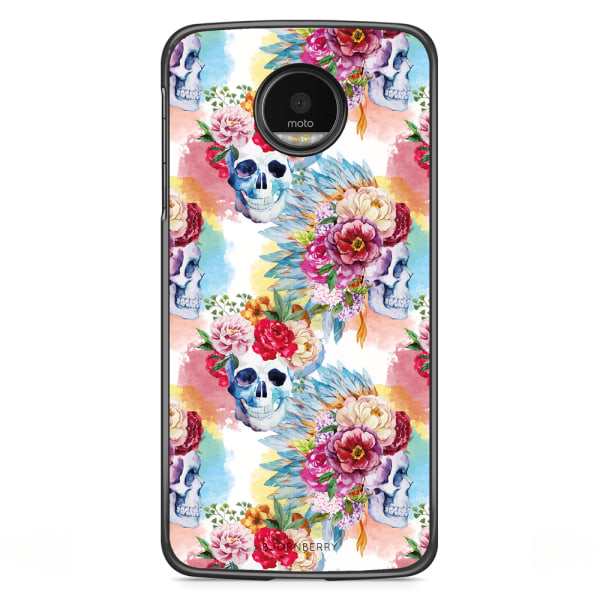 Bjornberry Skal Motorola Moto G5S Plus - Dödskallar & Blommor