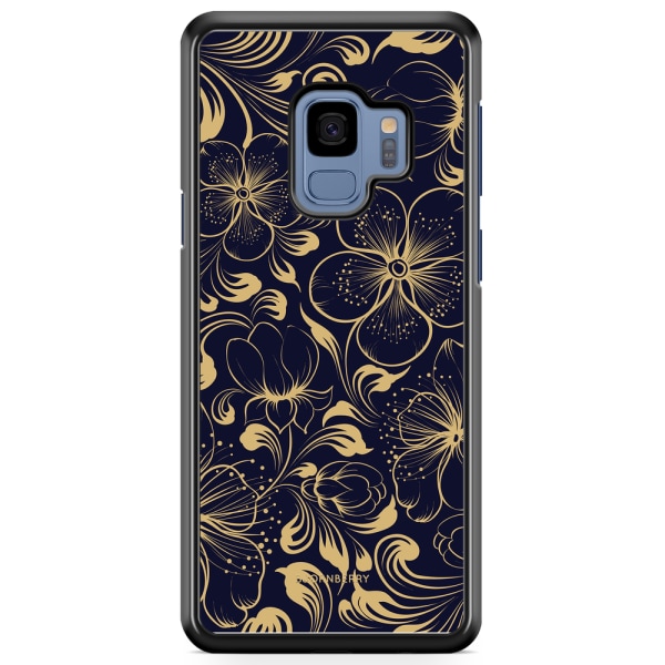 Bjornberry Skal Samsung Galaxy S9 - Mörkblå Blommor