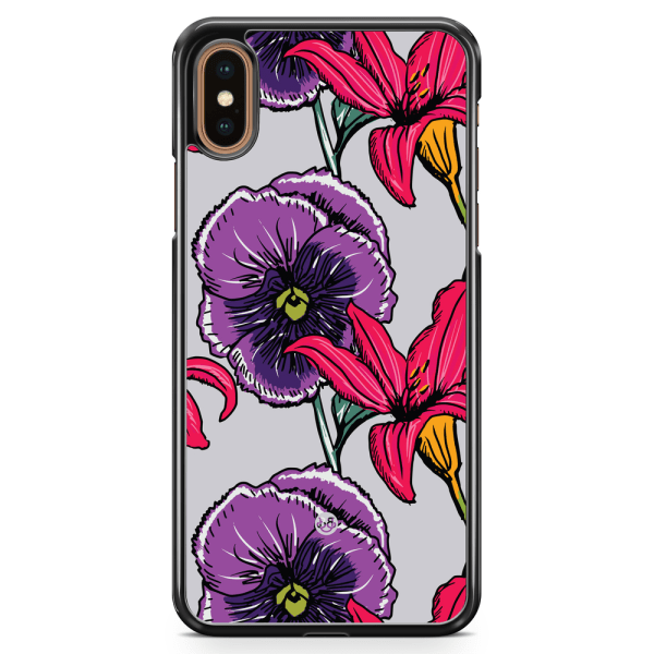 Bjornberry Skal iPhone XS Max - Lila/Cerise Blomster