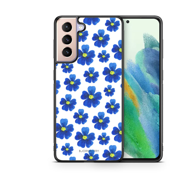 Bjornberry Skal Samsung Galaxy S21 FE 5G - Blå Blommor