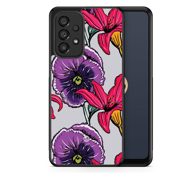 Bjornberry Skal Samsung Galaxy A33 5G -Lila/Cerise Blomster