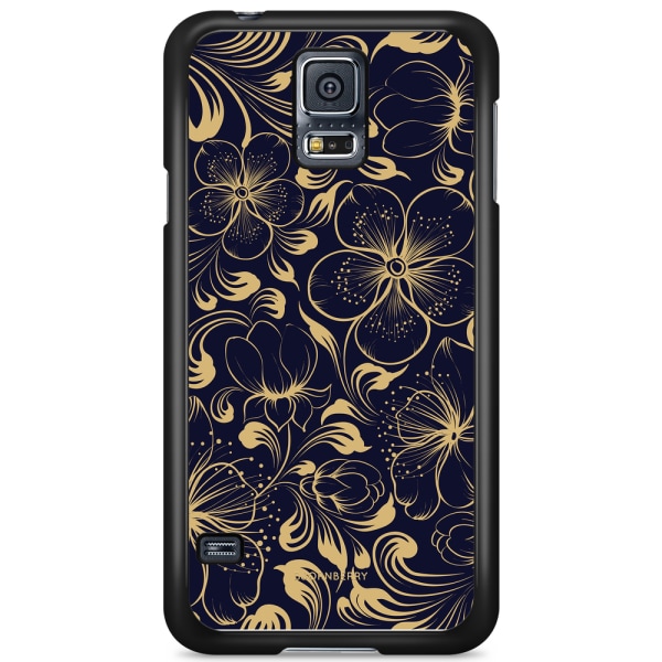 Bjornberry Skal Samsung Galaxy S5/S5 NEO - Mörkblå Blommor