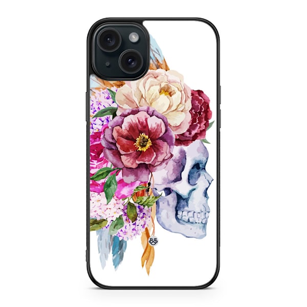 Bjornberry Skal iPhone 15 Plus - Dödskalle Blommor