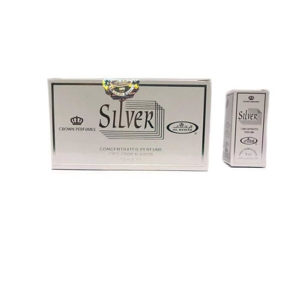 Förpackning med 12 Musk Parfum Al Rehab Silver 3ml 100% olja