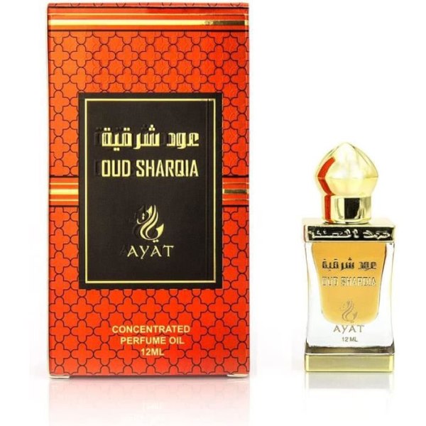 AYAT PARFUMER – Oud Sharqia parfumeret olie 12ml | Unisex alkoholfri langvarig lugt | Parfumeekstrakt / Fremstillet i Dubai