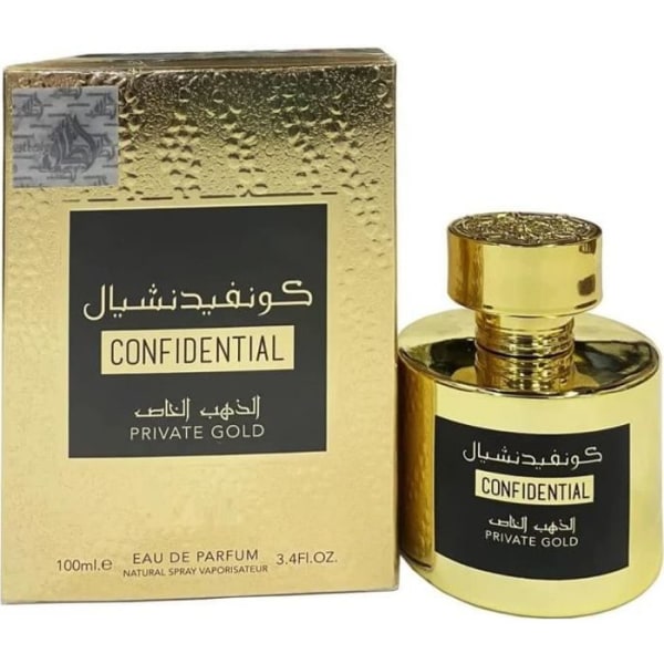 Eau de Parfum KONFIDENTIELLT PRIVAT GULD 100 ml Arab Attar från Dubai för män och kvinnor En träig doft med en orientalisk touch