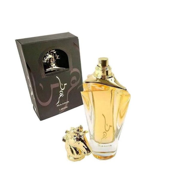 Parfym Maahir LATTAFA Oud Aroma Eau de Parfum Högkvalitativ långvarig arabisk orientalisk 100 ml träig mysk bärnsten med toner