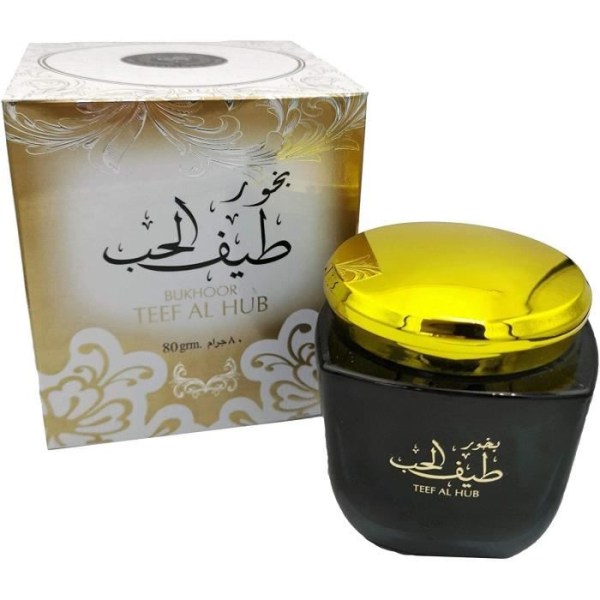 Bakhoor TEEF AL HUB 80 g Doft av bärnstensmysk, sandelträ, vanilj Tillverkad i Förenade Arabemiratens hemmakontor och doft i sovrummet