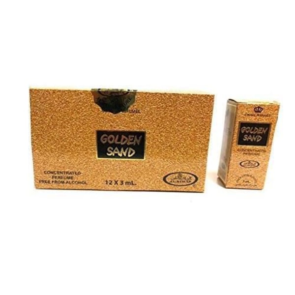 Förpackning med 12 Musk Parfum Al Rehab Golden Sand 3ml 100% olja