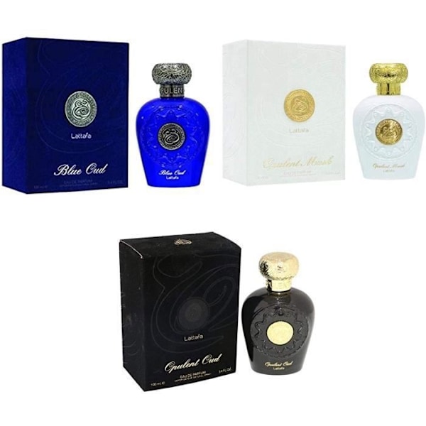 Set med 3 överdådiga Oud Eau de Parfum 100 ml Halal Attar blandad och kryddig unisexparfym, noter: Oud, träig, kryddig, mysk, kambodjansk oud