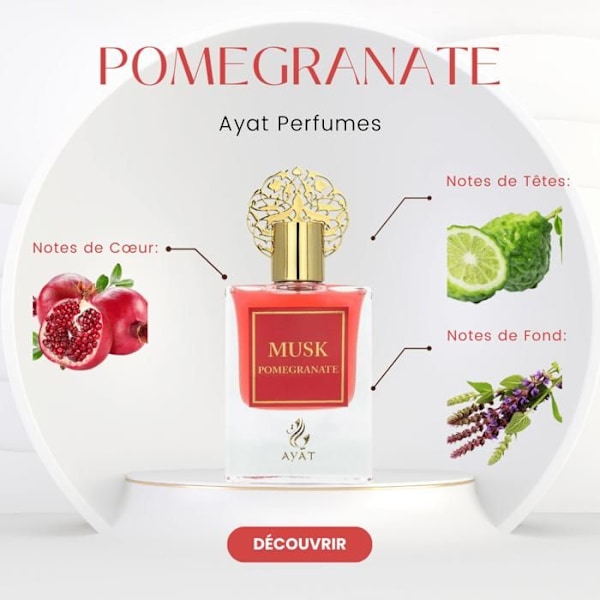 Musk Granatæble Gavesæt – Eau de Parfum 50ml, Musk 5ml, Parfume Olier 12ml og Vaseline 18gr – Ayat Parfumer