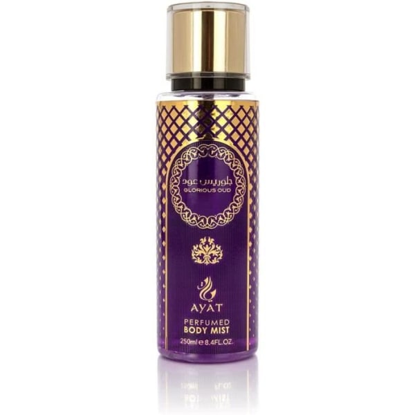 AYAT PARFYMER - Glorious Oud Scented Mist 250ml - Body Mist of Oriental Scents - Made in Dubai