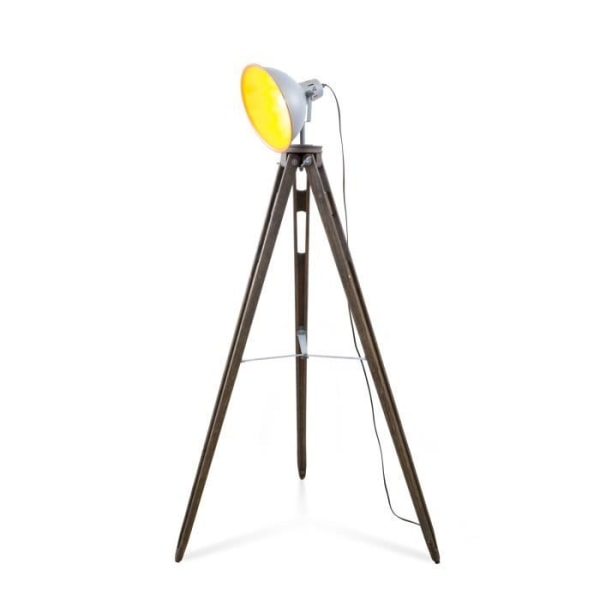 FACTORY Mac-Andrews Natural Pine Wood Projector Tripod Lamp - Cream