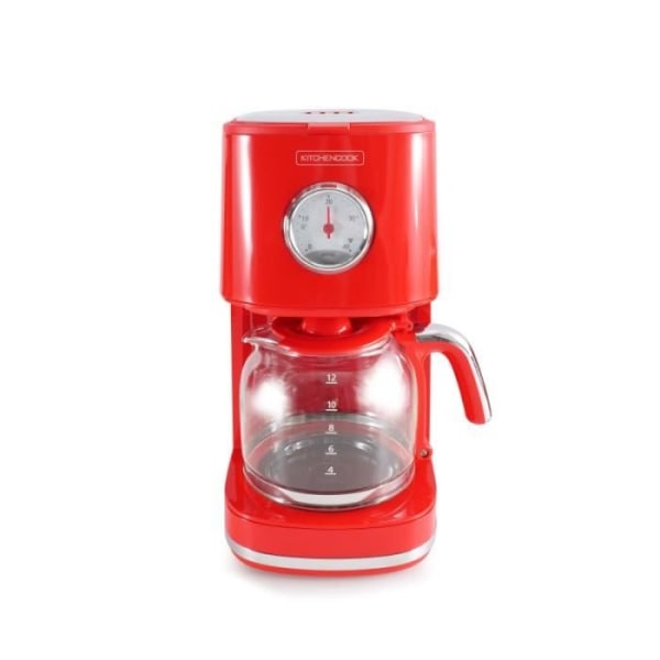 Kaffebryggare i retrostil med återanvändbart nylonfilter RETRO COFFEE röd Kitchencook
