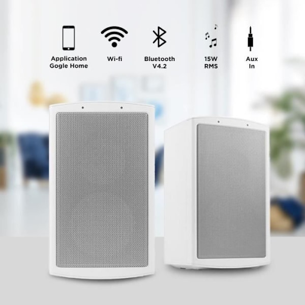 Paket med 4 White Mr50 White X4 Multiroom Wifi Bluetooth-högtalare från Blaupunkt