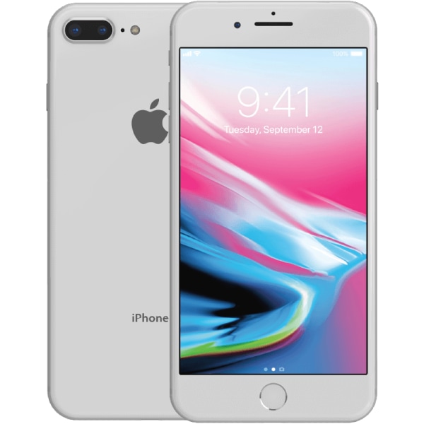 iPhone 8 Plus Silver 256 GB Klass A 100% batteri (refurbished)